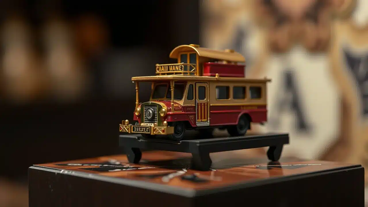 Miniature displayed safely on stand with protective finish