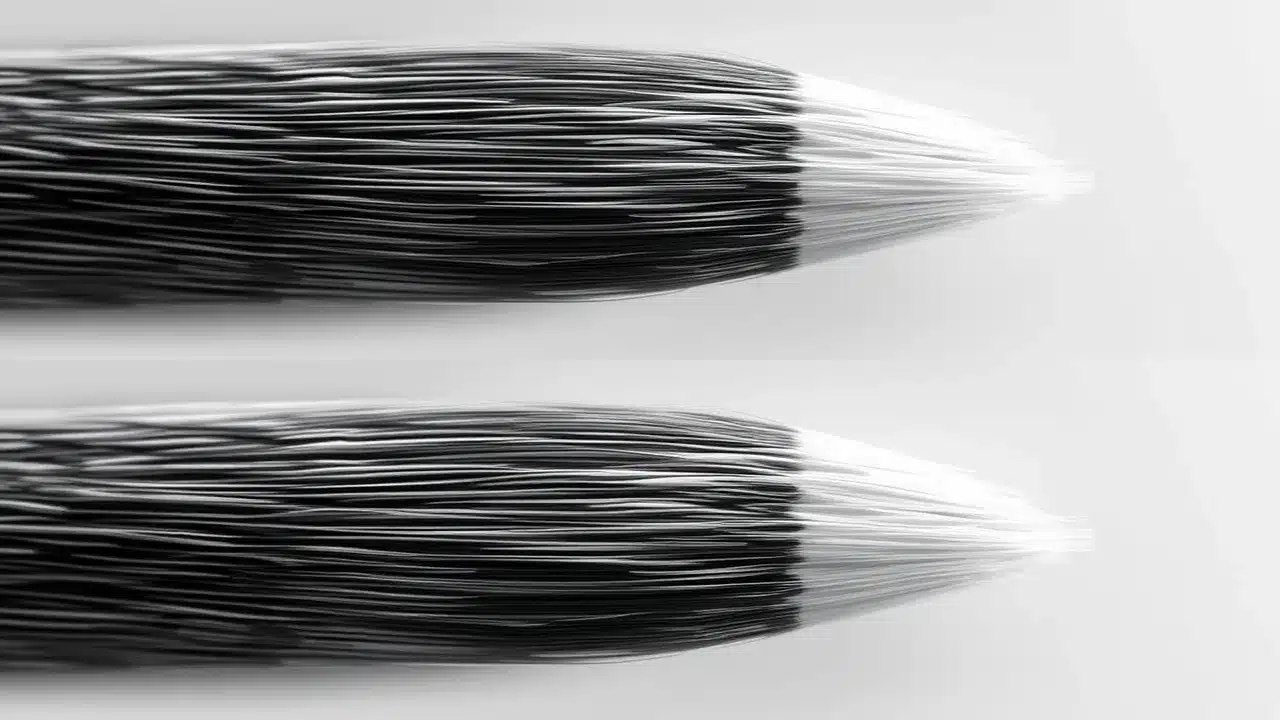 Miniature brush size and shape comparison